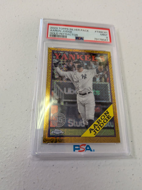 Aaron Judge PSA 9 Gold Refractor /50 Silver Pack 2023 Topps