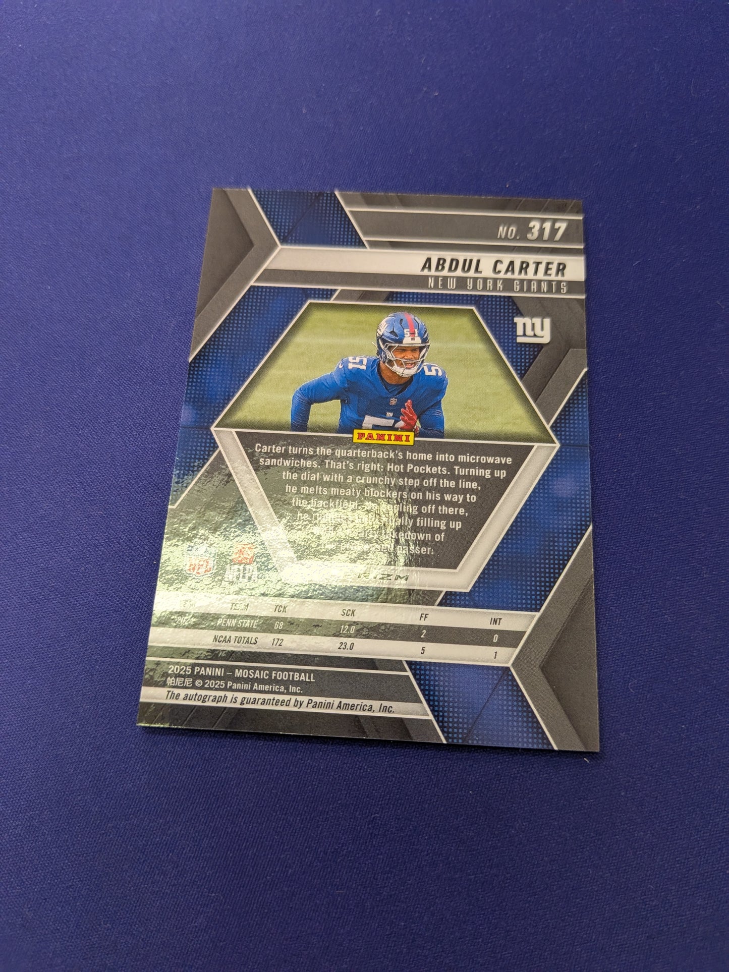 Abdul Carter 2025 Mosaic Blue Disco AUTO