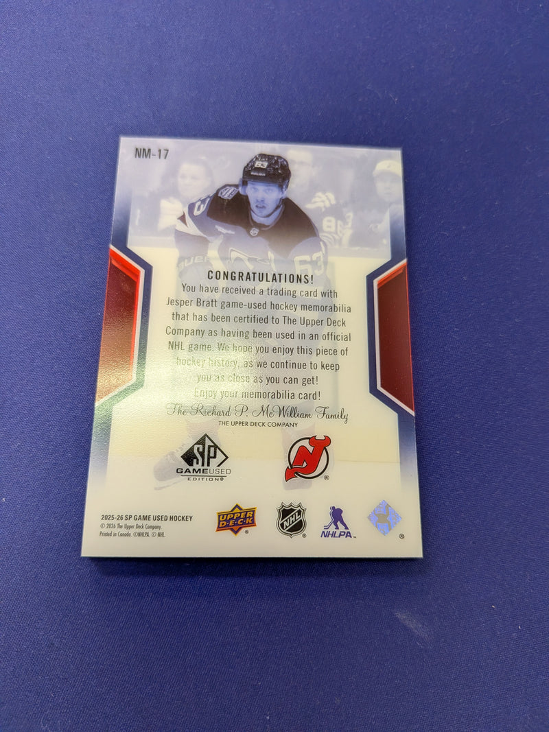 Jesper Bratt NHL Masters Jersey # /63 205-26 UD SP Game Used