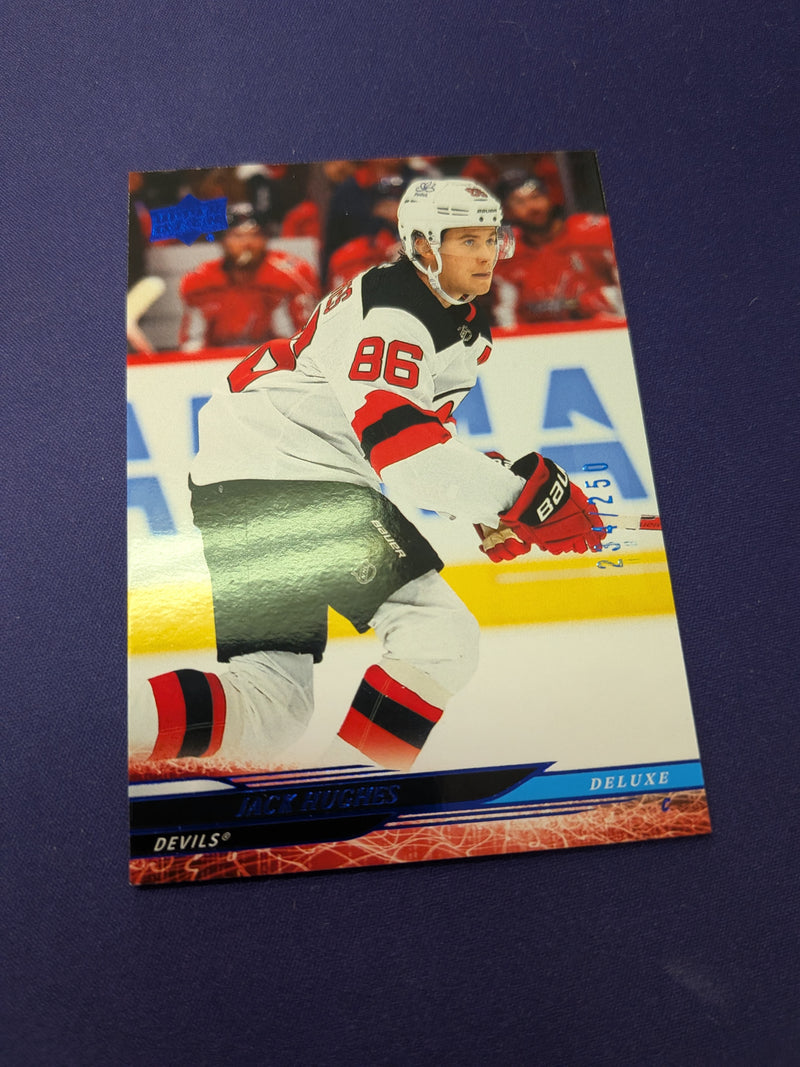 Jack Hughes Deluxe Blue /250 2024-25 UD Series 2
