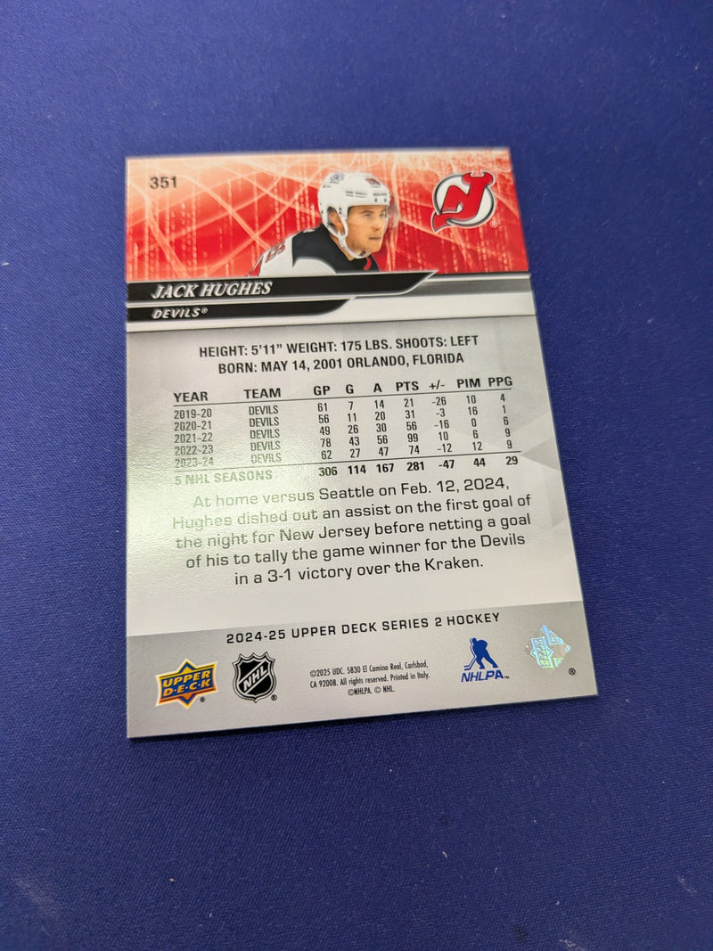Jack Hughes Deluxe Blue /250 2024-25 UD Series 2