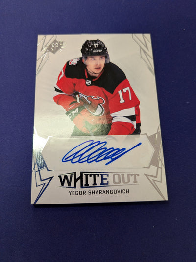 Yegor Sharangovich White Out AUTO 2022-23 UD SPx