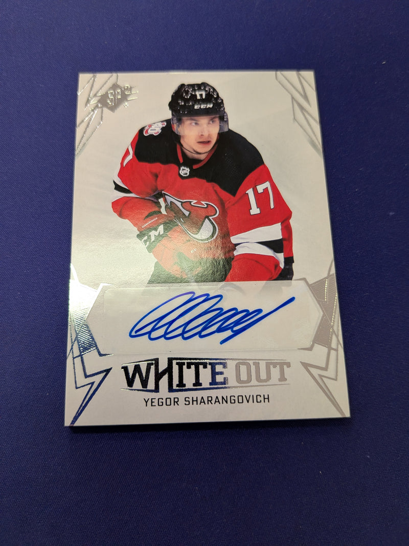 Yegor Sharangovich White Out AUTO 2022-23 UD SPx