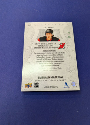 Luke Hughes Artifacts Dual Patch 2025-26 UD Artifacts