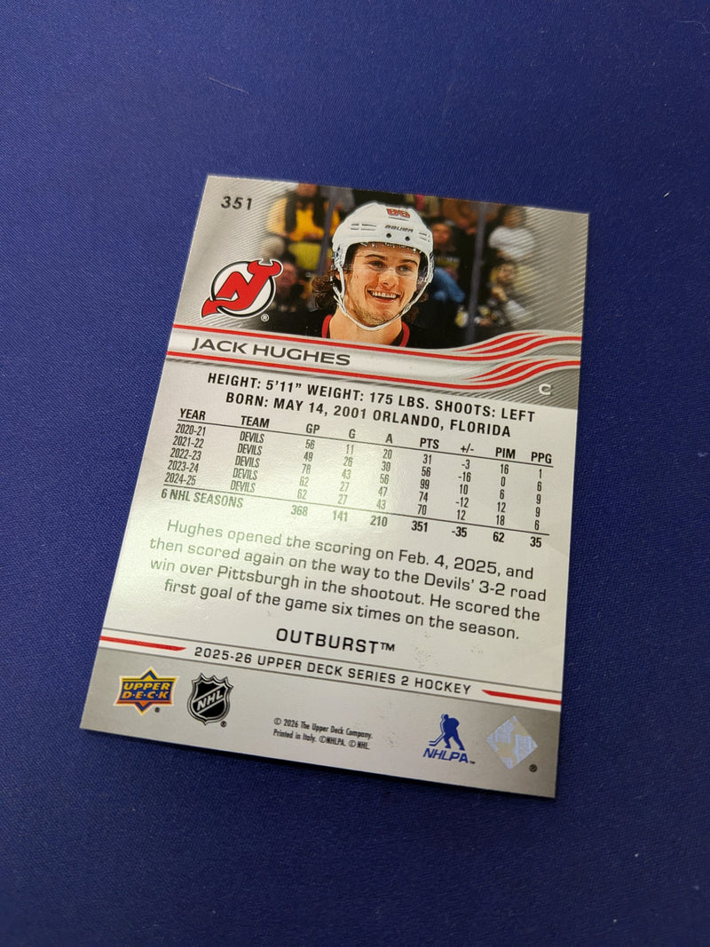 Jack Hughes Outburst 2025-26 UD Series 2