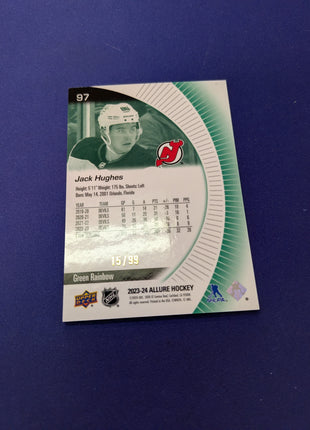Jack Hughes Green Rainbow Cracked Ice /99 2023-24 Allure