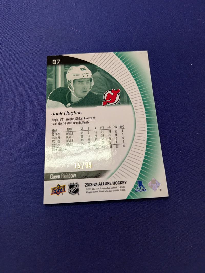 Jack Hughes Green Rainbow Cracked Ice /99 2023-24 Allure
