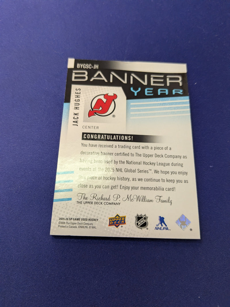 Jack Hughes Banner Year Patch 2025-26 SP Game Used