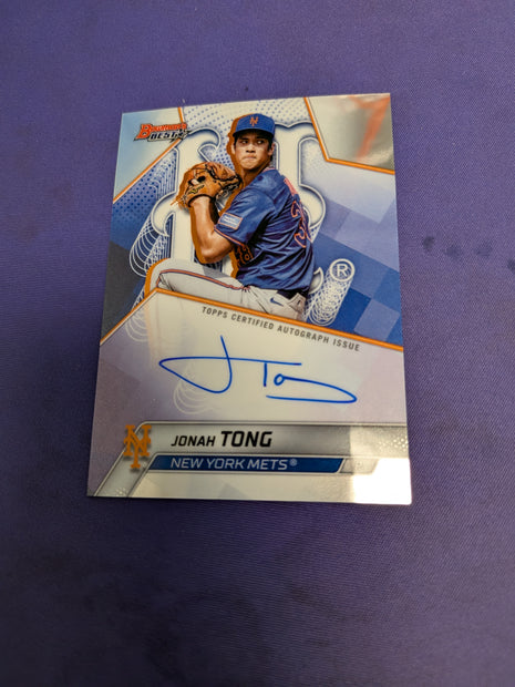 Jonah Tong 2025 Bowman's Best Signed On-Card Auto Prospect Rookie RC Mets