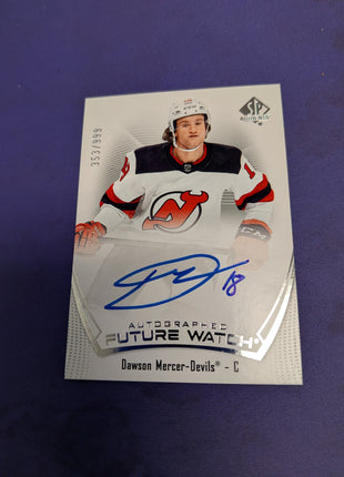 2021-22 SP Authentic Dawson Mercer Rookie Auto RC Future Watch #/999 Devils