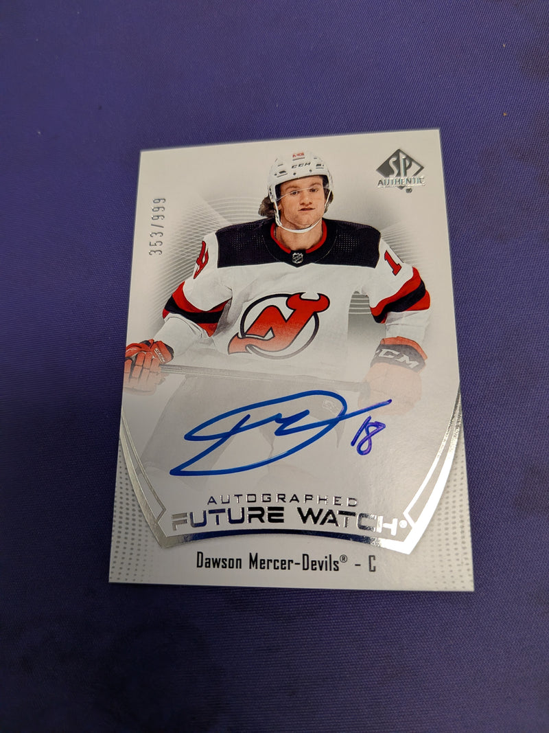 2021-22 SP Authentic Dawson Mercer Rookie Auto RC Future Watch #/999 Devils