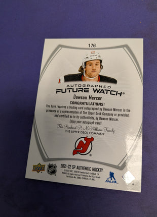 2021-22 SP Authentic Dawson Mercer Rookie Auto RC Future Watch #/999 Devils
