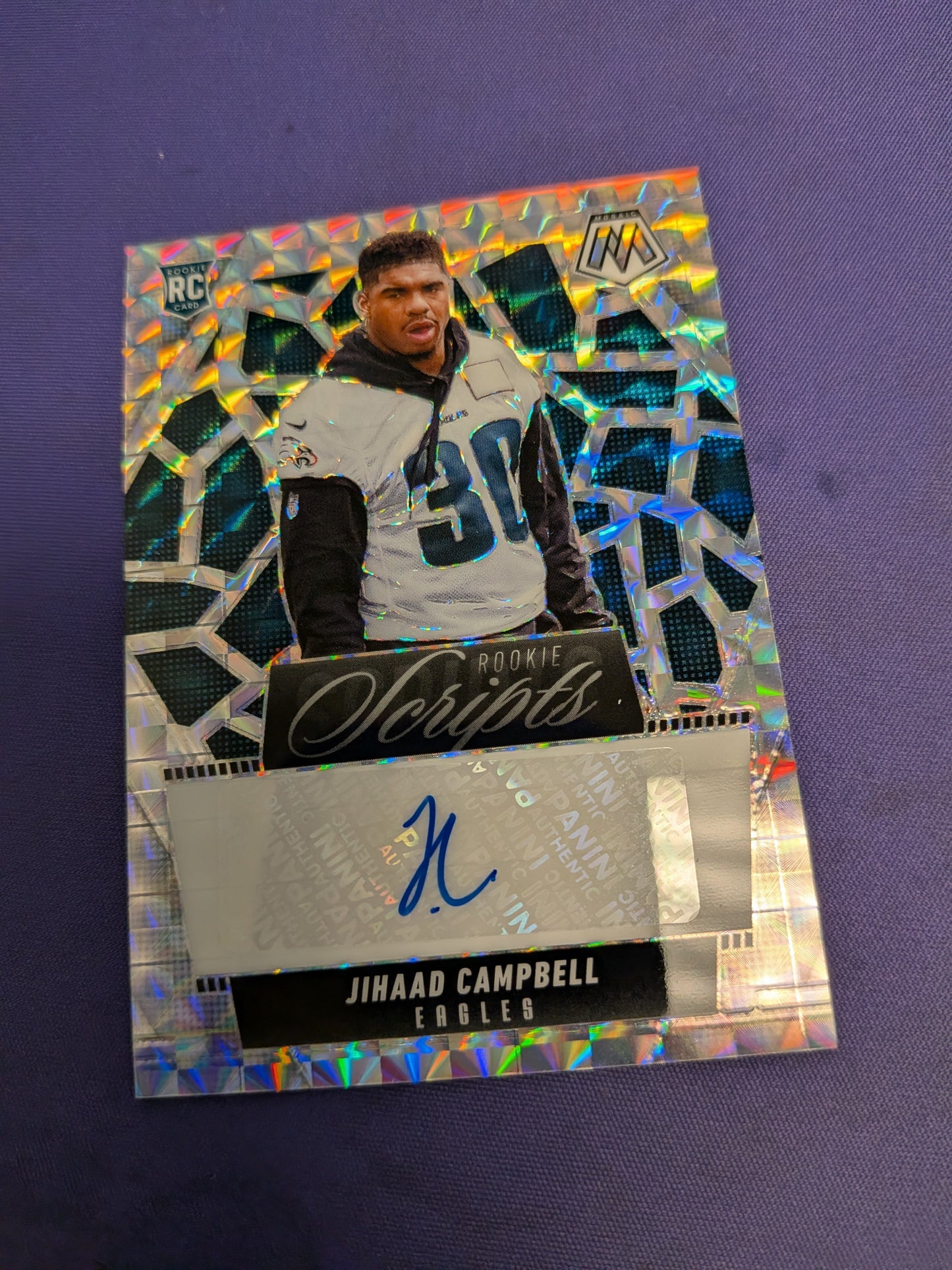 2025 Panini Mosaic Jihaad Campbell Scripts RC Auto #RS-JCL Eagles Rookie