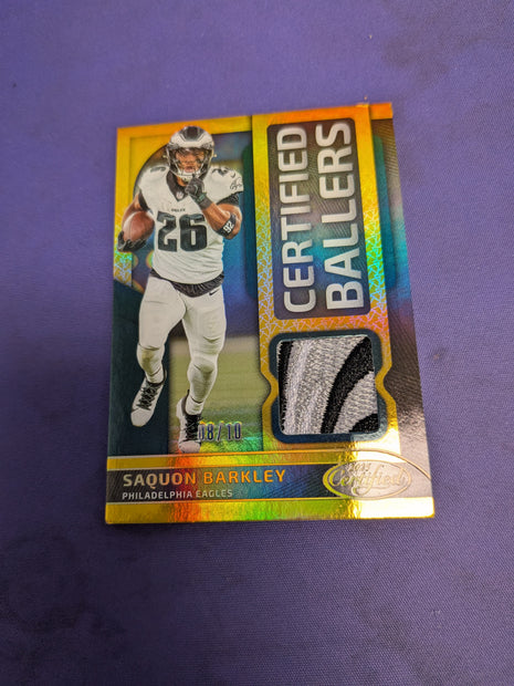 2025 Panini Certified Saquon Barkley Ballers Mirror Patch Gold #/10 Eagles
