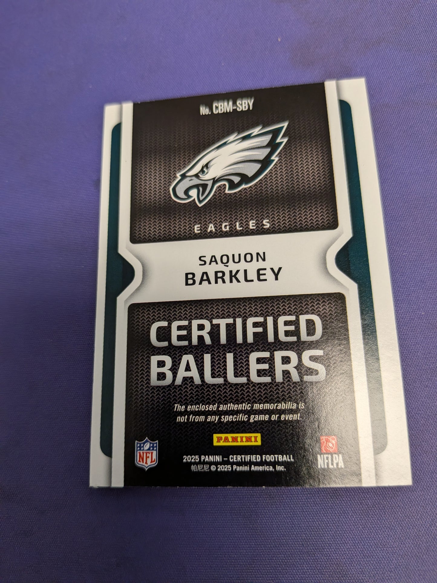 2025 Panini Certified Saquon Barkley Ballers Mirror Patch Gold #/10 Eagles
