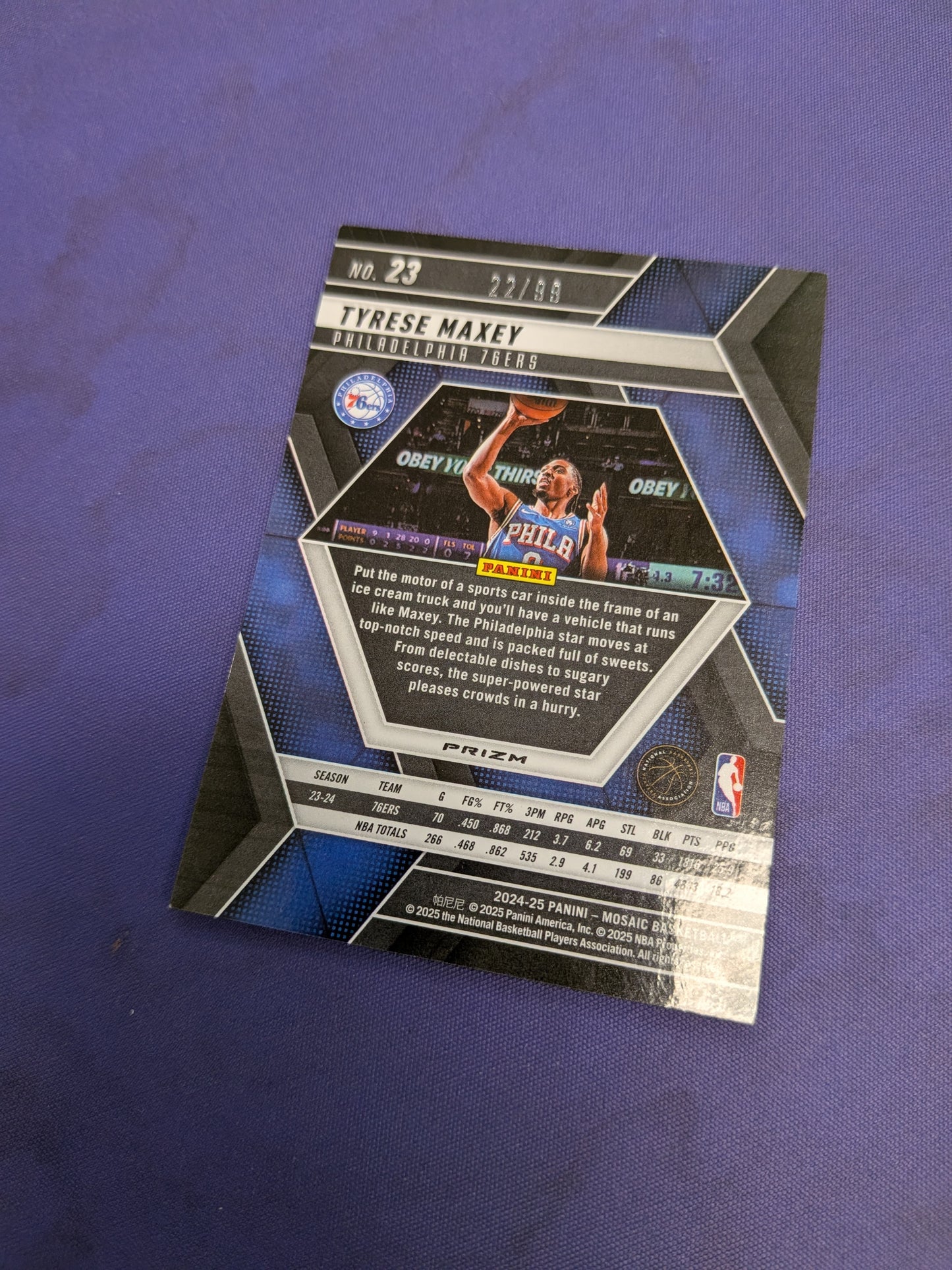 Tyrese Maxey Purple Mosaic /99 2024-25 Mosaic