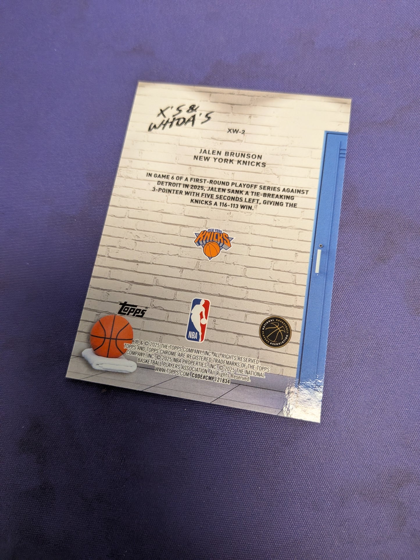 Jalen Brunson X's and Woah's Blue Color Match /150 2025-26 Topps