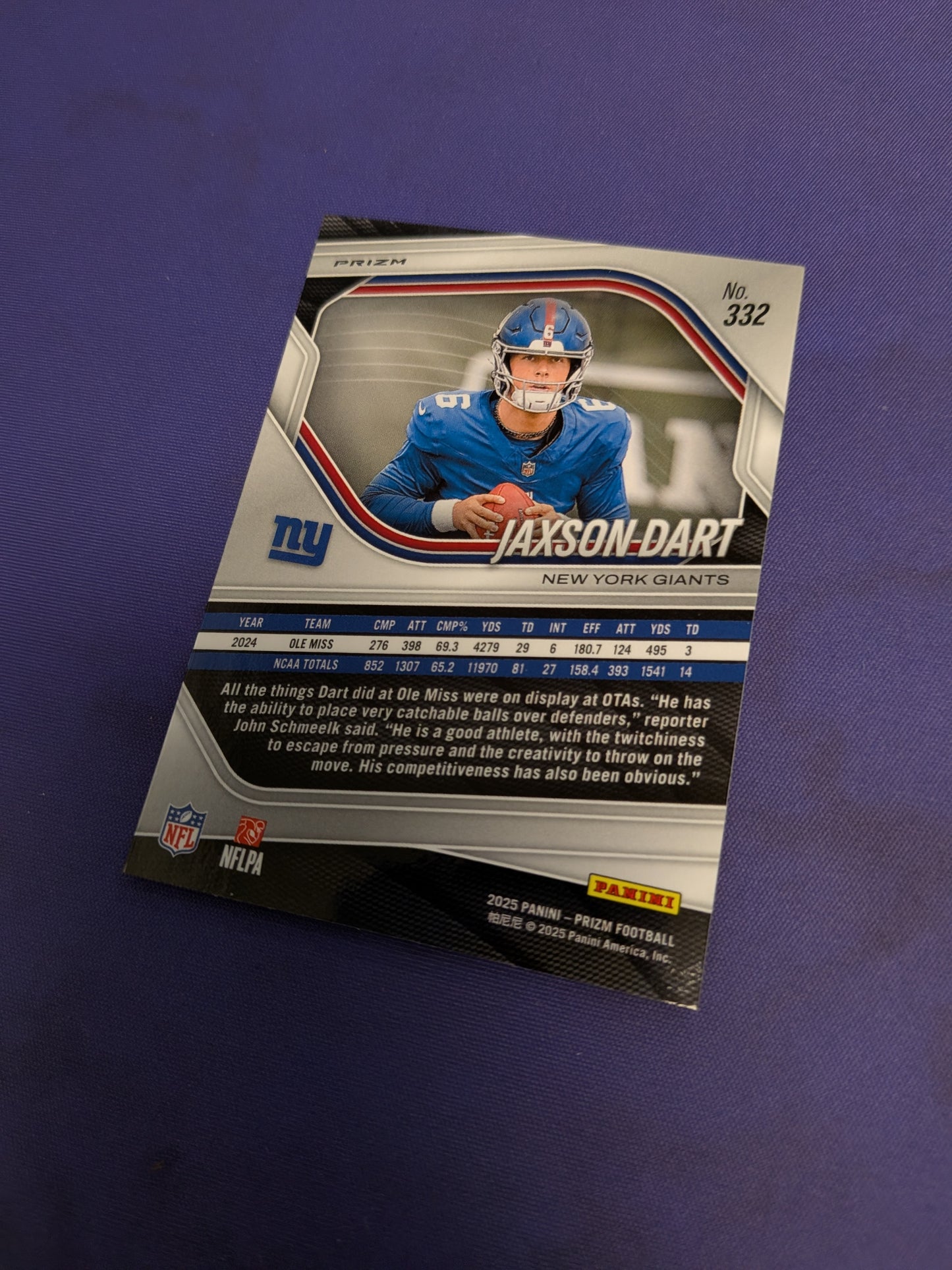 Jaxson Dart Silver Prizm RC 2025 Prizm