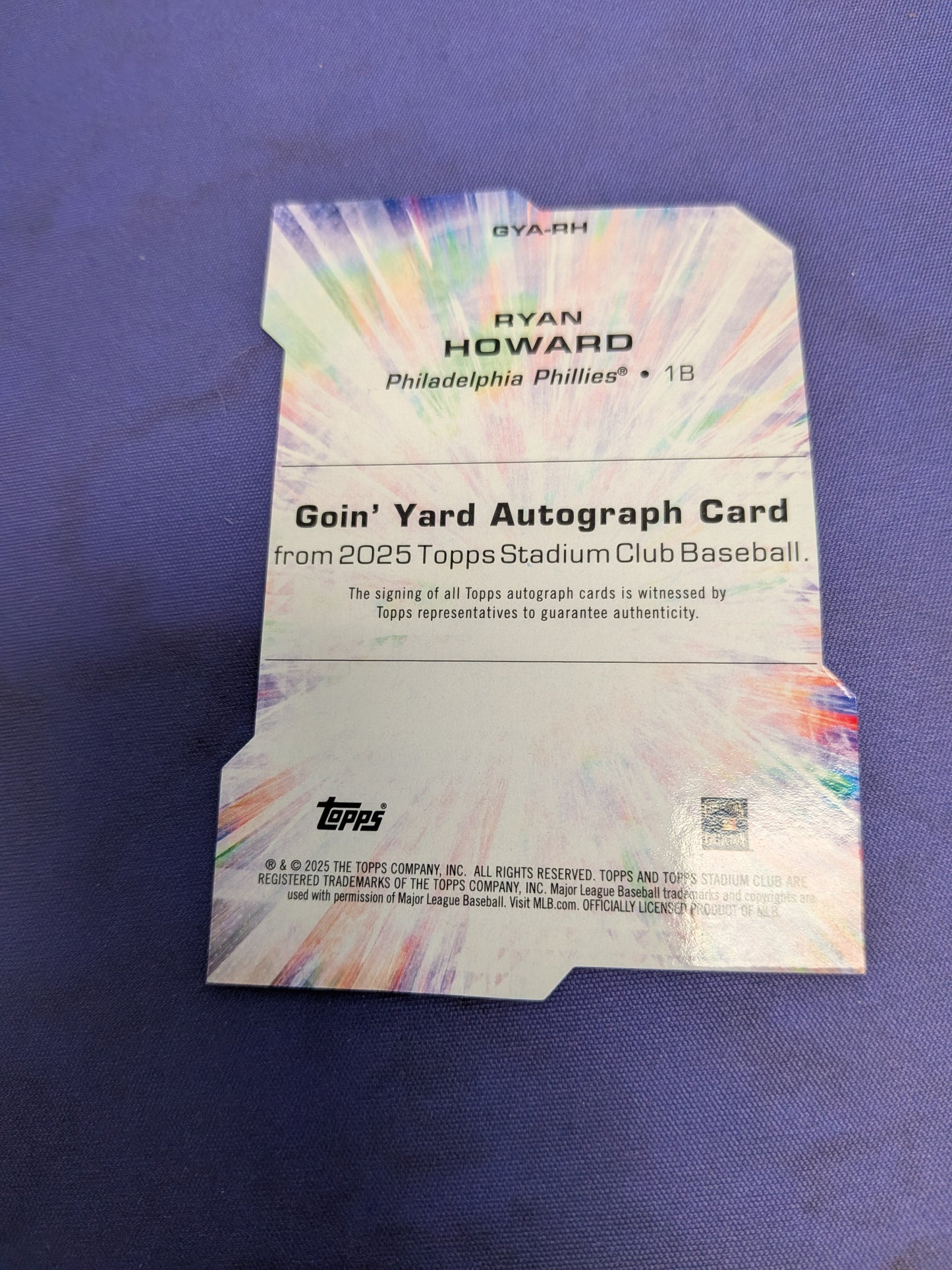 Ryan Howard Goin Yard AUTO 2025 Topps Stadium Club