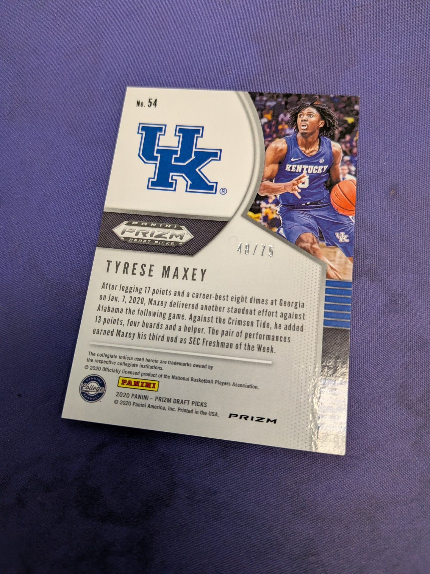 Tyrese Maxey Purple /75 RC Prizm Draft Picks 2020