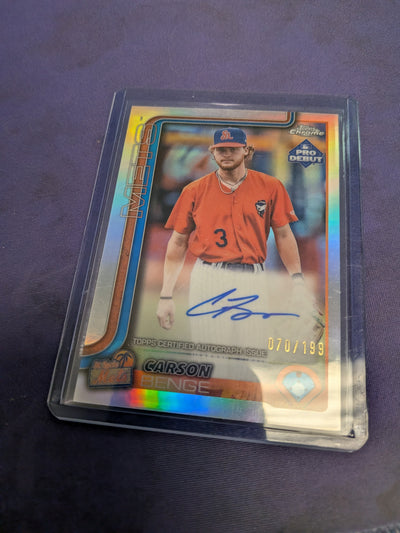 Carson Benge [Refractor Autograph] #PD-55 - 2025 Topps Pro Debut Baseball NM