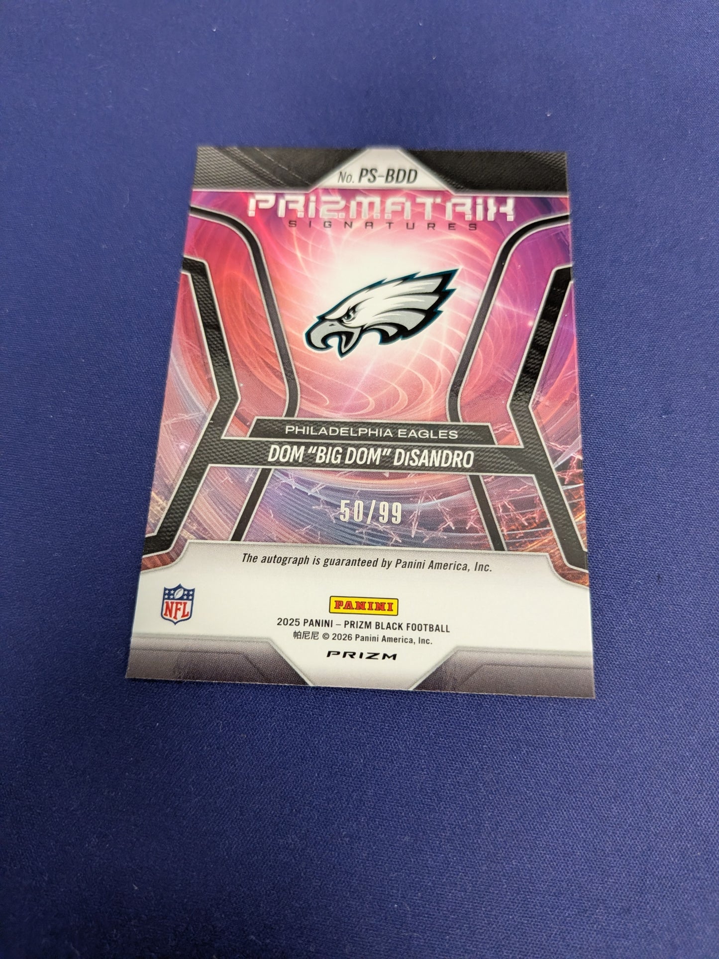 Dom "Big Dom" DiSandro [Red] #25 - 2025 Panini Prizm Black Prizmatrix Signature Football NM