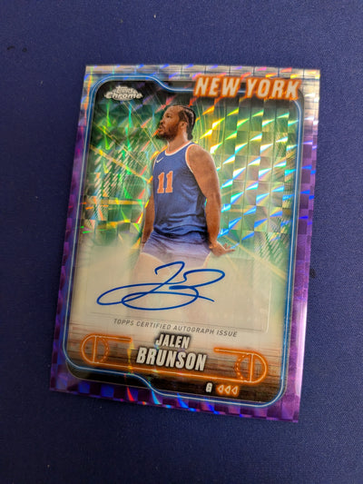 Jalen Brunson [Purple Geometric Refractor] #TCA-JB - 2024 Topps Chrome Autograph Basketball NM