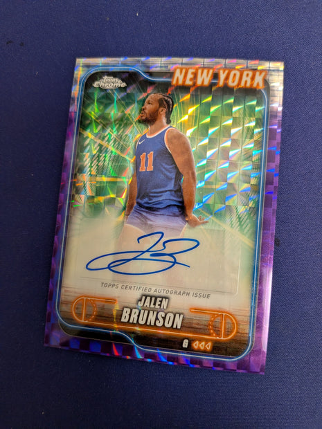 Jalen Brunson [Purple Geometric Refractor] #TCA-JB - 2024 Topps Chrome Autograph Basketball NM