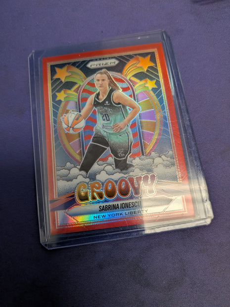 Sabrina Ionescu [Red] #9 - 2025 Panini Prizm WNBA Groovy Basketball NM