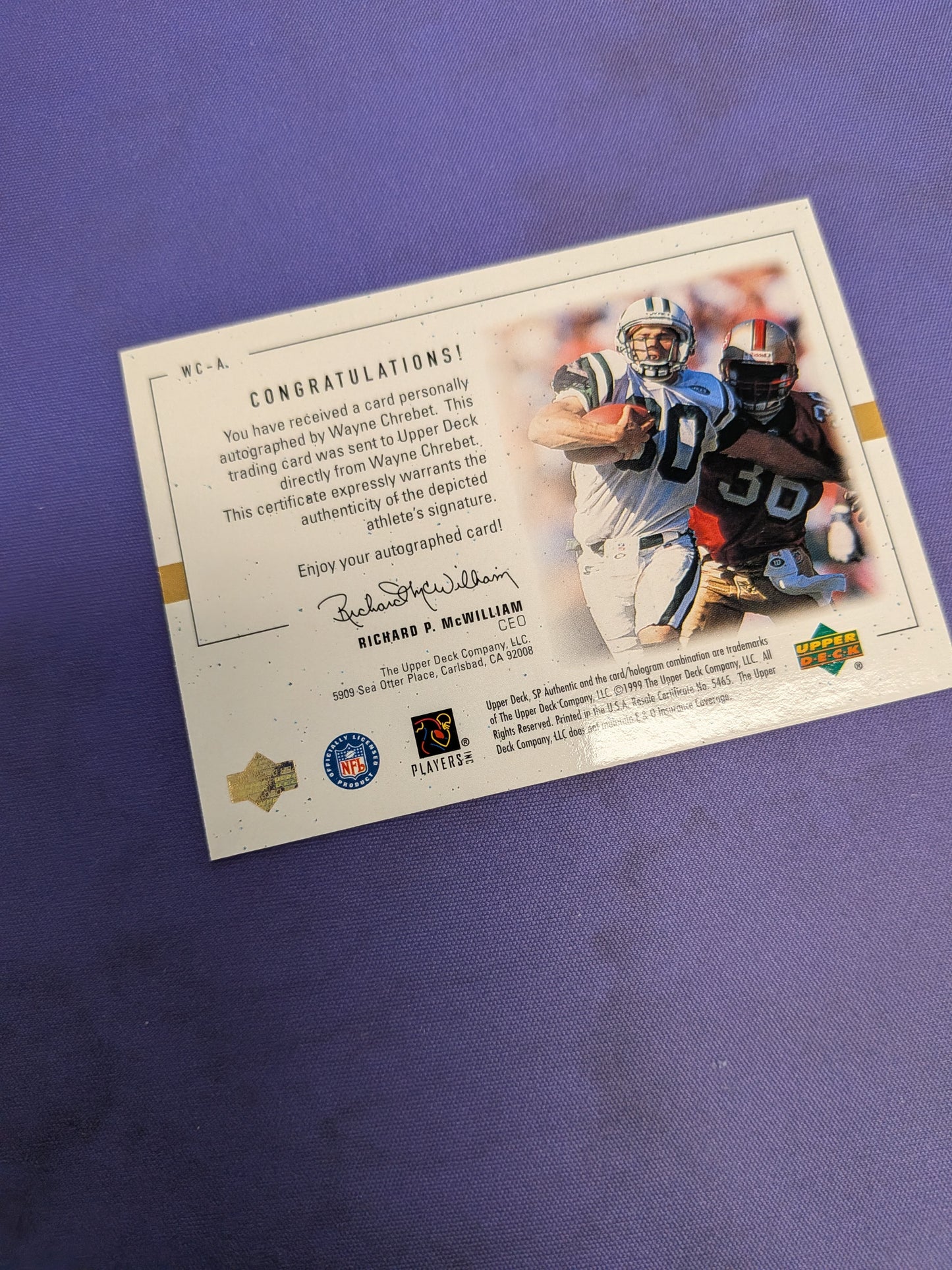 Wayne Chrebet #WC-A - 1999 SP Authentic Player's Ink Football NM