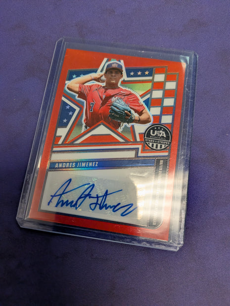 Andres Jimenez [Red] Auto - 2026 Panini Stars and Stripes Prizm USA Baseball NM
