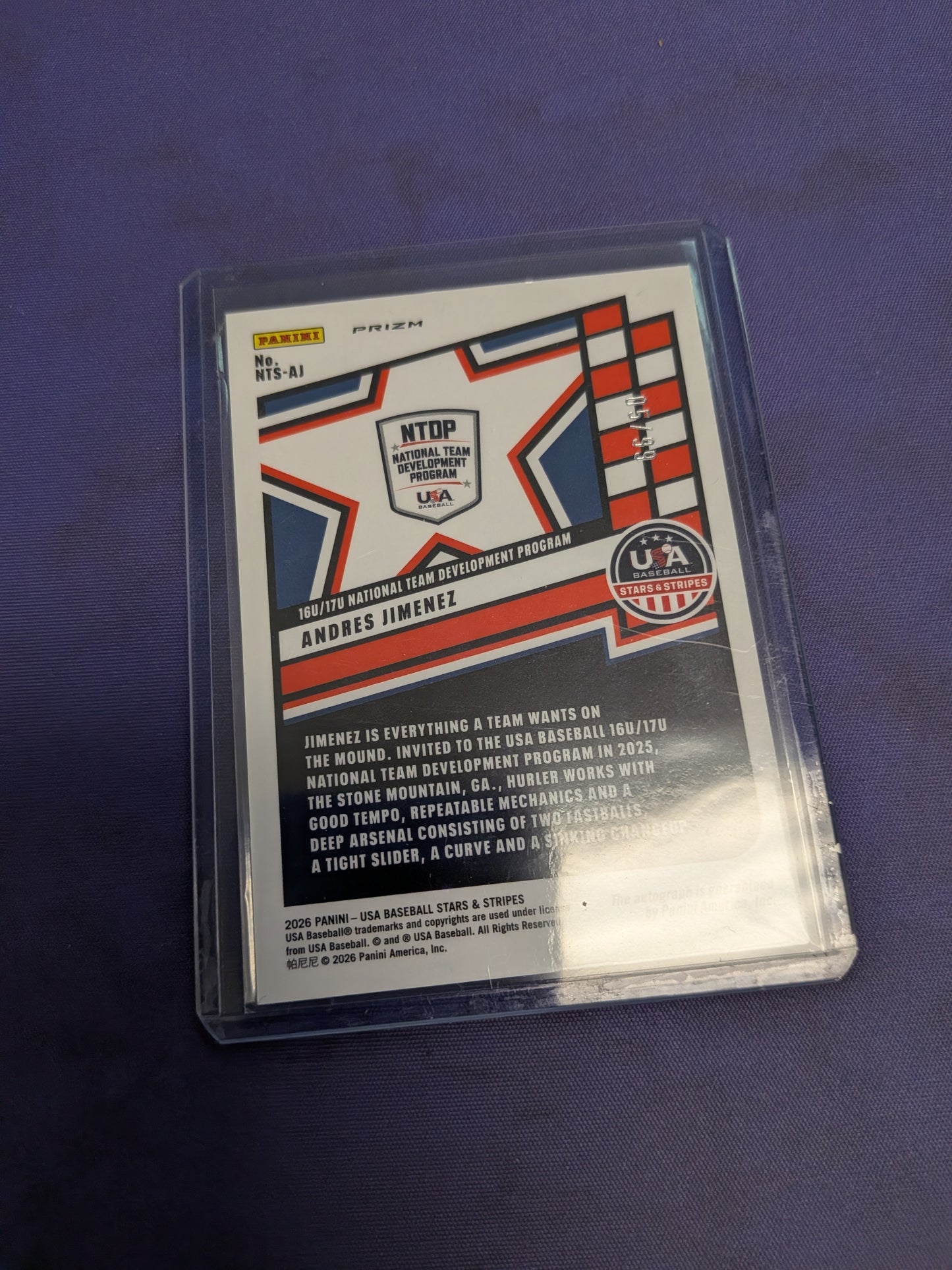 Andres Jimenez [Red] Auto - 2026 Panini Stars and Stripes Prizm USA Baseball NM