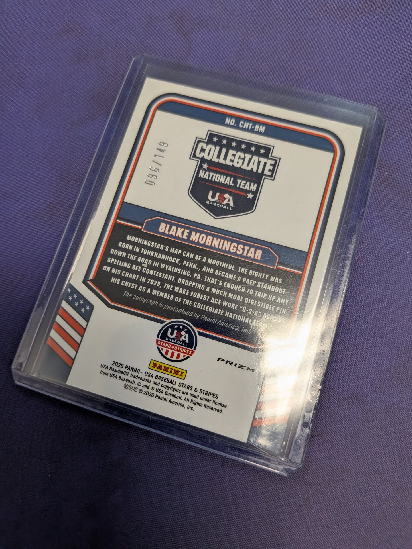 Blake Morningstar [Silver] Auto- 2026 Panini Stars and Stripes Prizm USA Baseball NM
