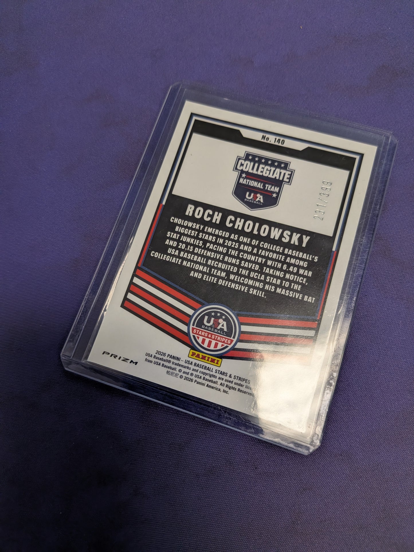 Roch Cholowsky [Red] #140 - 2026 Panini Stars and Stripes Prizm USA Baseball NM