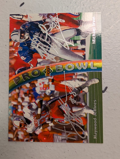 Michael Irvin + Haywood Jeffires Auto 1992 Upper Deck Football Pro Bowl