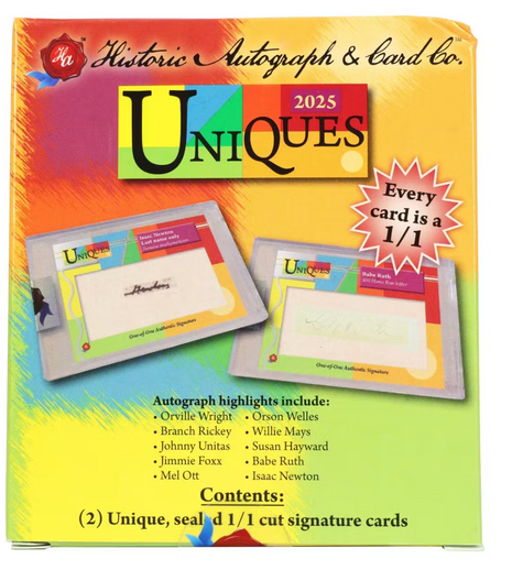 Historic Autograph & Card: 2025 Uniques (1/1 cut signature cards!)
