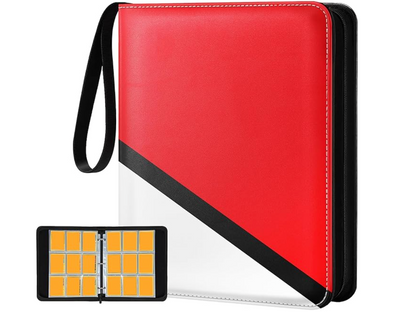 9 Pocket Red and White Binder W/ Zipper