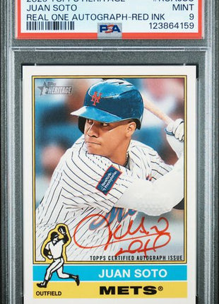 Juan Soto Real One Auto RED INK /76 2025 Heritage PSA 9