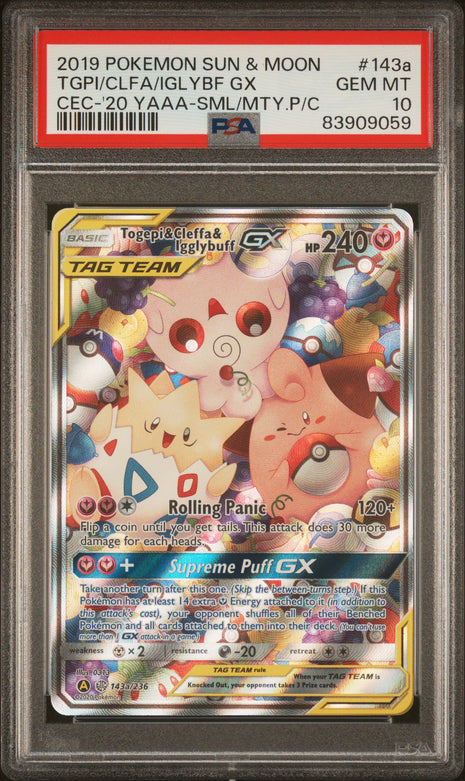 Togepi & Cleffa & Igglybuff GX 143a/236 - Cosmic Eclipse (CEC) PSA 10