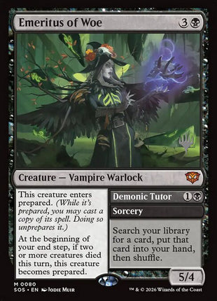 Emeritus of Woe // Demonic Tutor 80 Secrets Of Strixhaven Promos (PSOS) [Nonfoil] NM