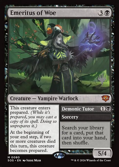 Emeritus of Woe // Demonic Tutor 80 Secrets Of Strixhaven Promos (PSOS) [Nonfoil] NM
