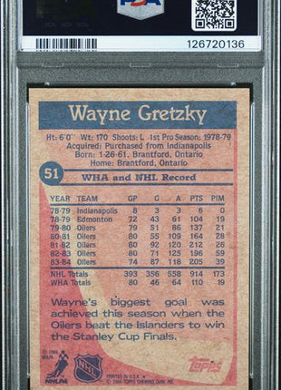 Wayne Gretzky PSA 8 1984-85 Topps #51