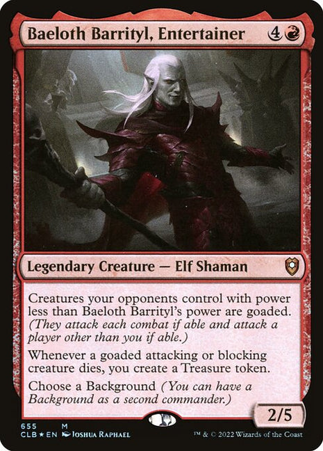 Baeloth Barrityl, Entertainer 655 Commander Legends: Battle For Baldur's Gate (CLB) [Foil] NM
