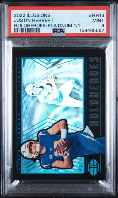 Justin Herbert #HH-13 - 2022 Panini Illusions HoloHeroes Football PSA 9