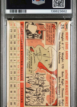 Hank Aaron PSA 2 GOOD 1956 Topps White Back