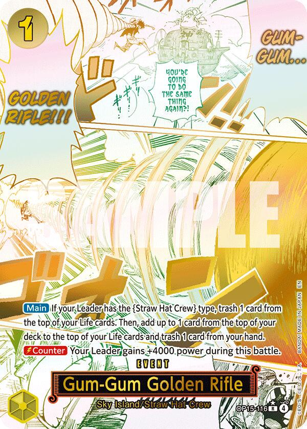 Gum-Gum Golden Rifle #op15-116 [Alternate Art] - One Piece Adventure on Kami's Island NM