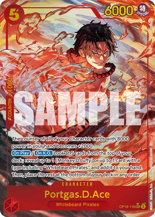 Portgas.D.Ace #op16-118 [Alternate Art] - One Piece The Time of Battle NM