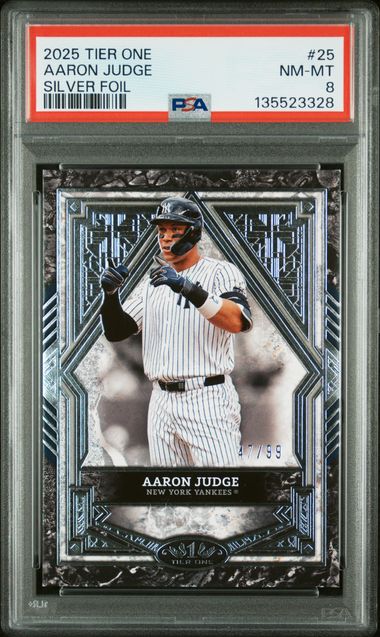 Aaron Judge [Silver Foil] #25 - 2025 Topps Tier One Baseball PSA 8