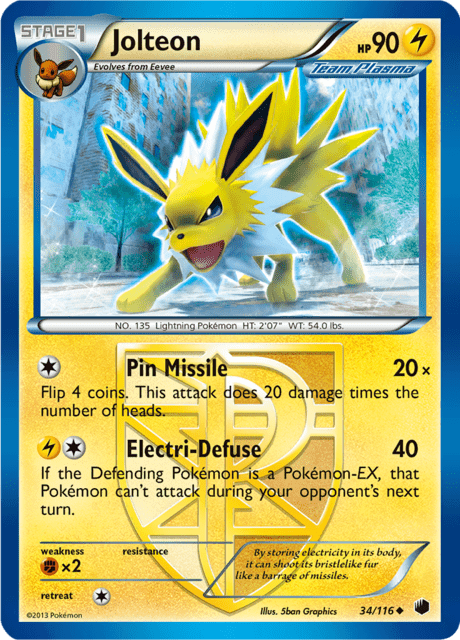 Jolteon 34/116 [Reverse Holo] - Plasma Freeze (PLF) MP