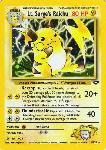 Lt. Surge's Raichu 11/132 - Gym Challenge (G2) HP